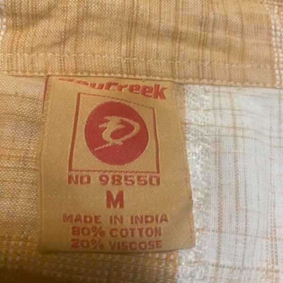 Bay Creek Tan/White windowpane long sleeves button down shirt, size M - Picture 3 of 3